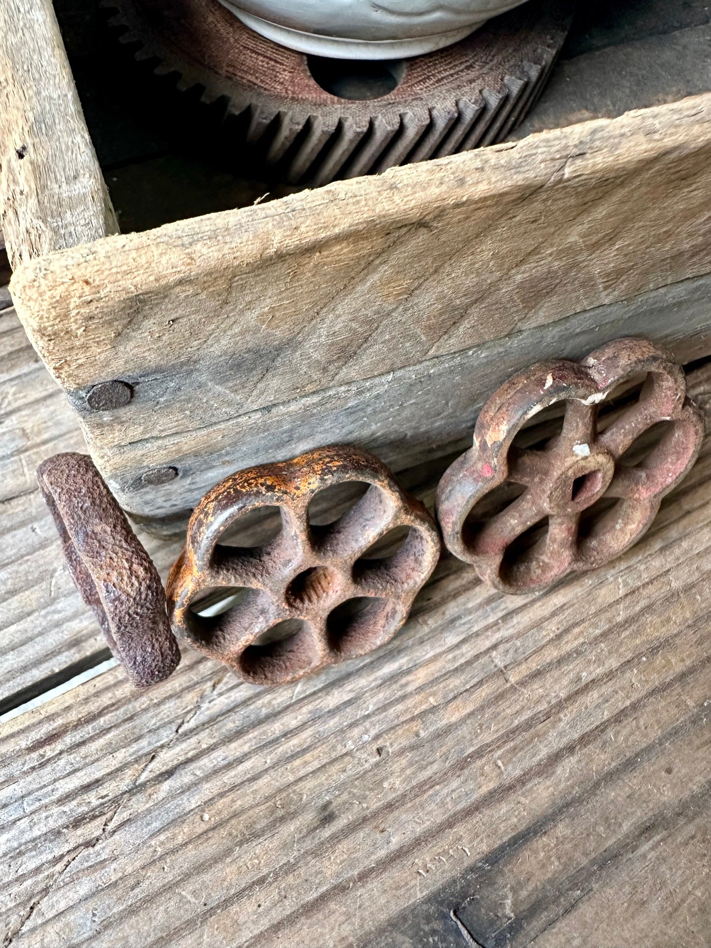 Rusty Metal Valve Handles Set Of Three