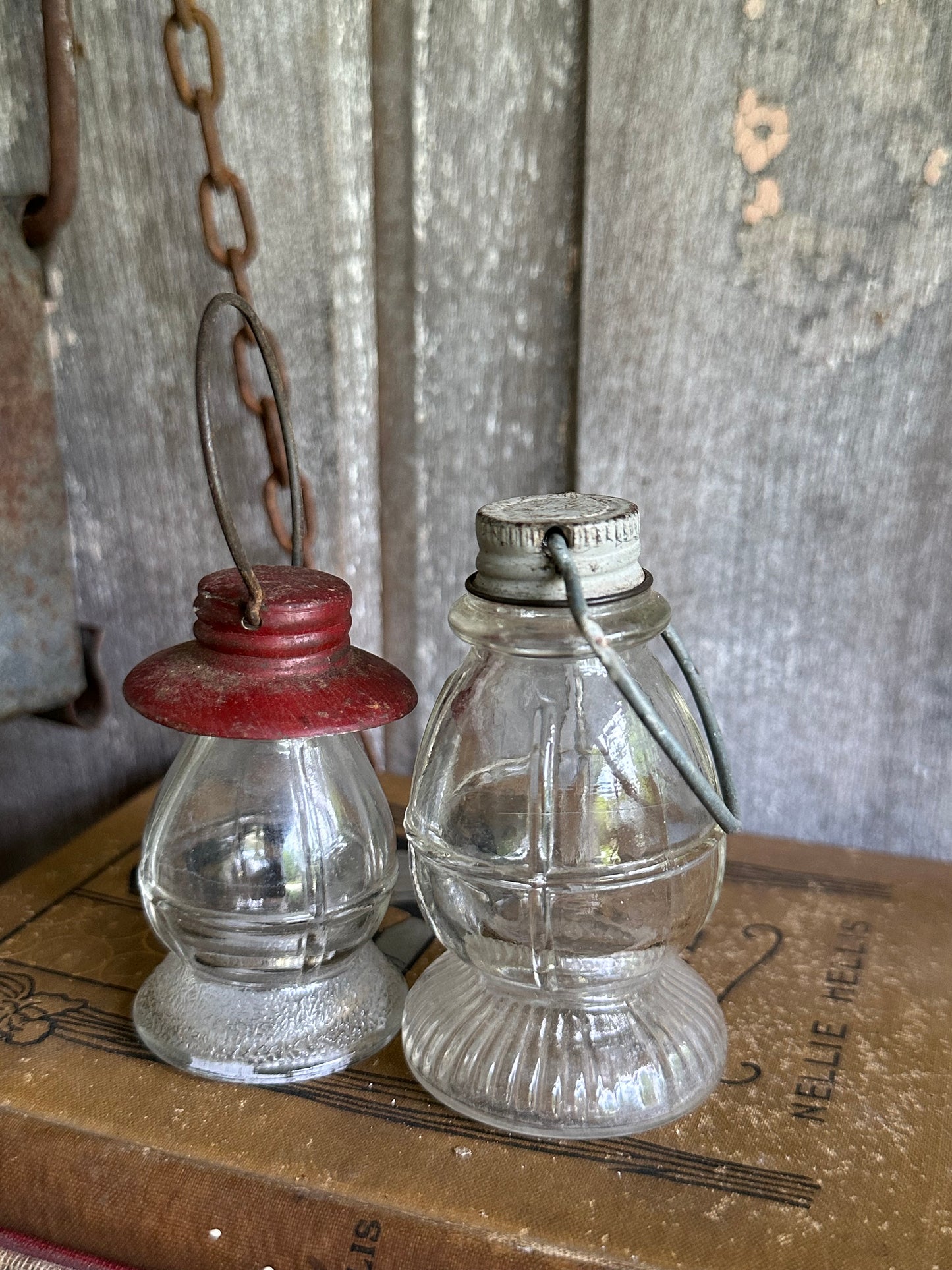 Glass Lantern Candy Containers Set Of Two