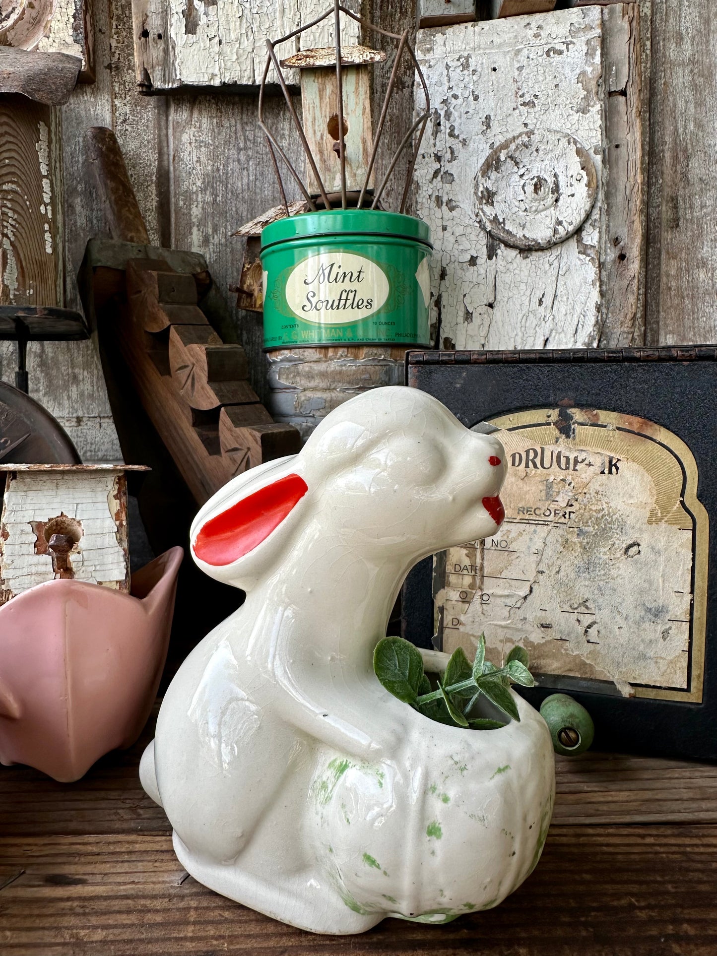 Bunny Rabbit With Cabbage/Lettuce Planter