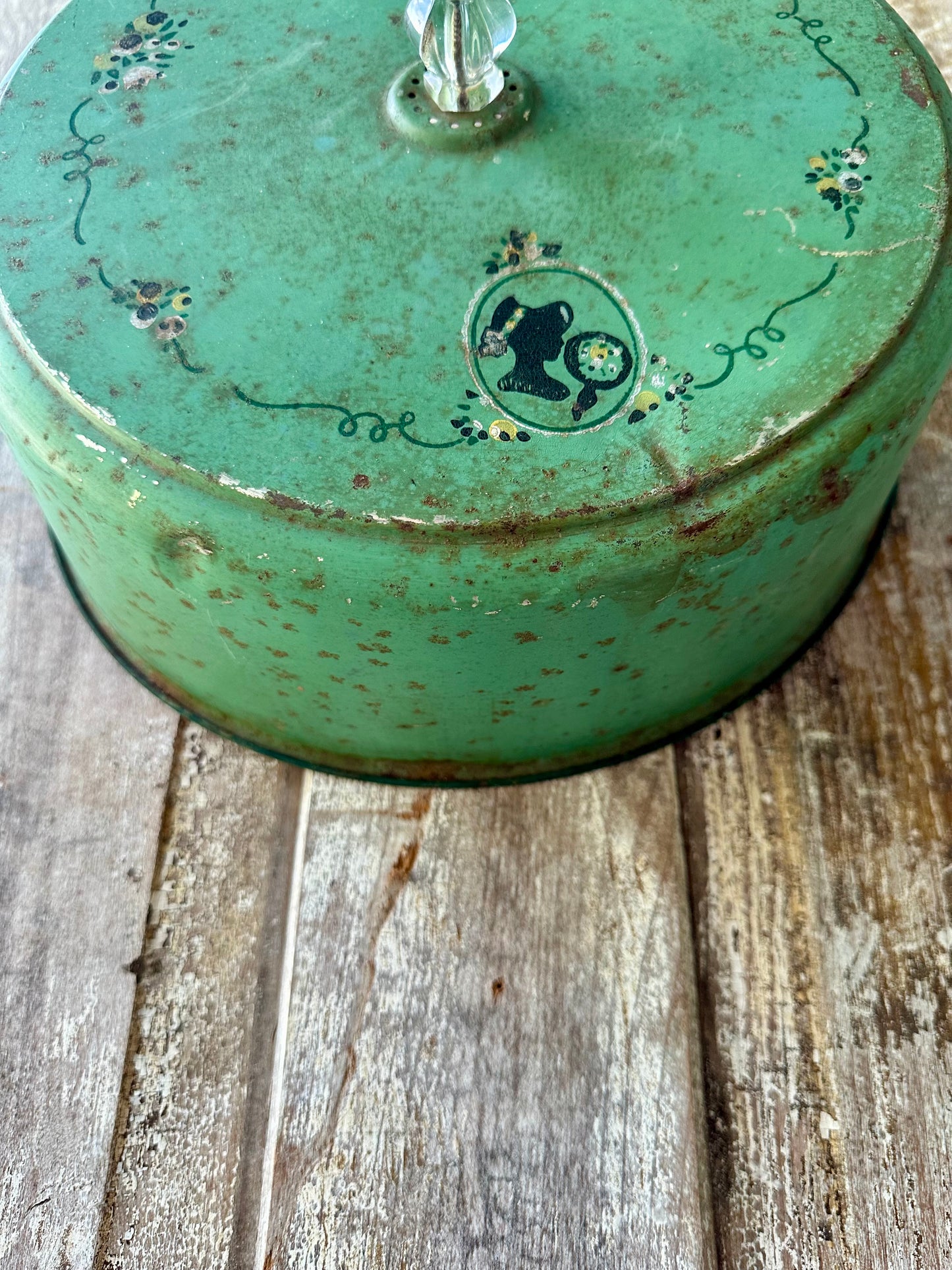 Cake Cover Tin Chippy Green