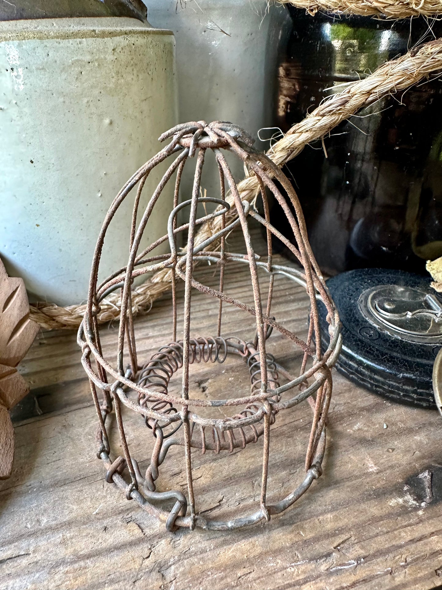 Light Cage Rusty Metal Wire