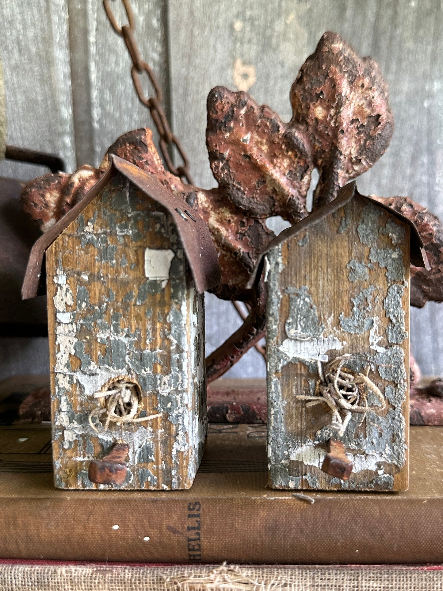 Bitty Birdhouses Set Of Two Handmade (Decor Only)