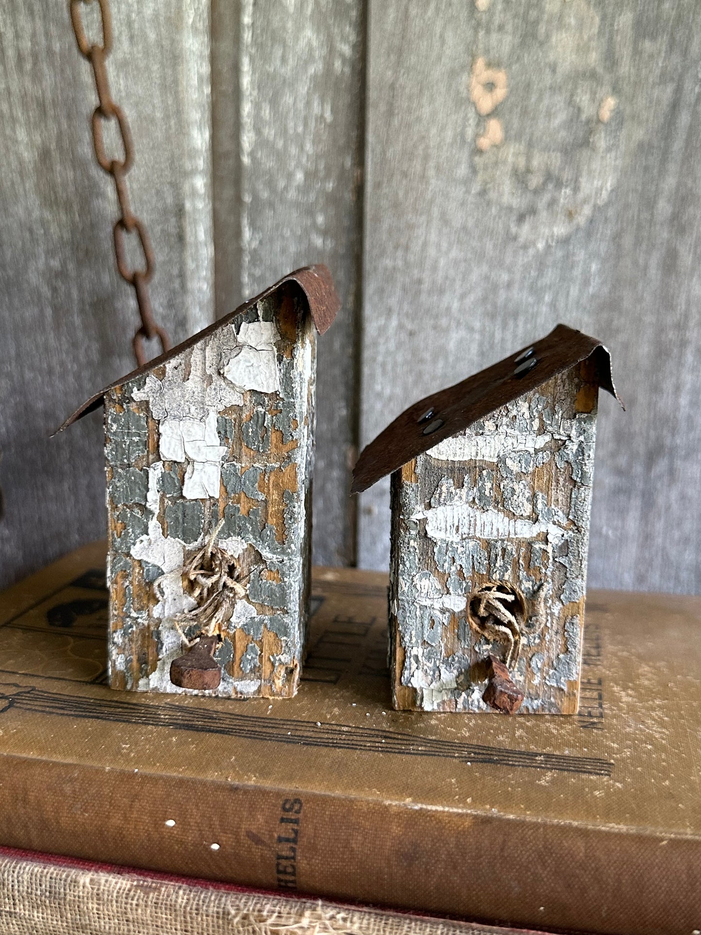 Bitty Birdhouses Set Of Two Handmade (Decor Only)