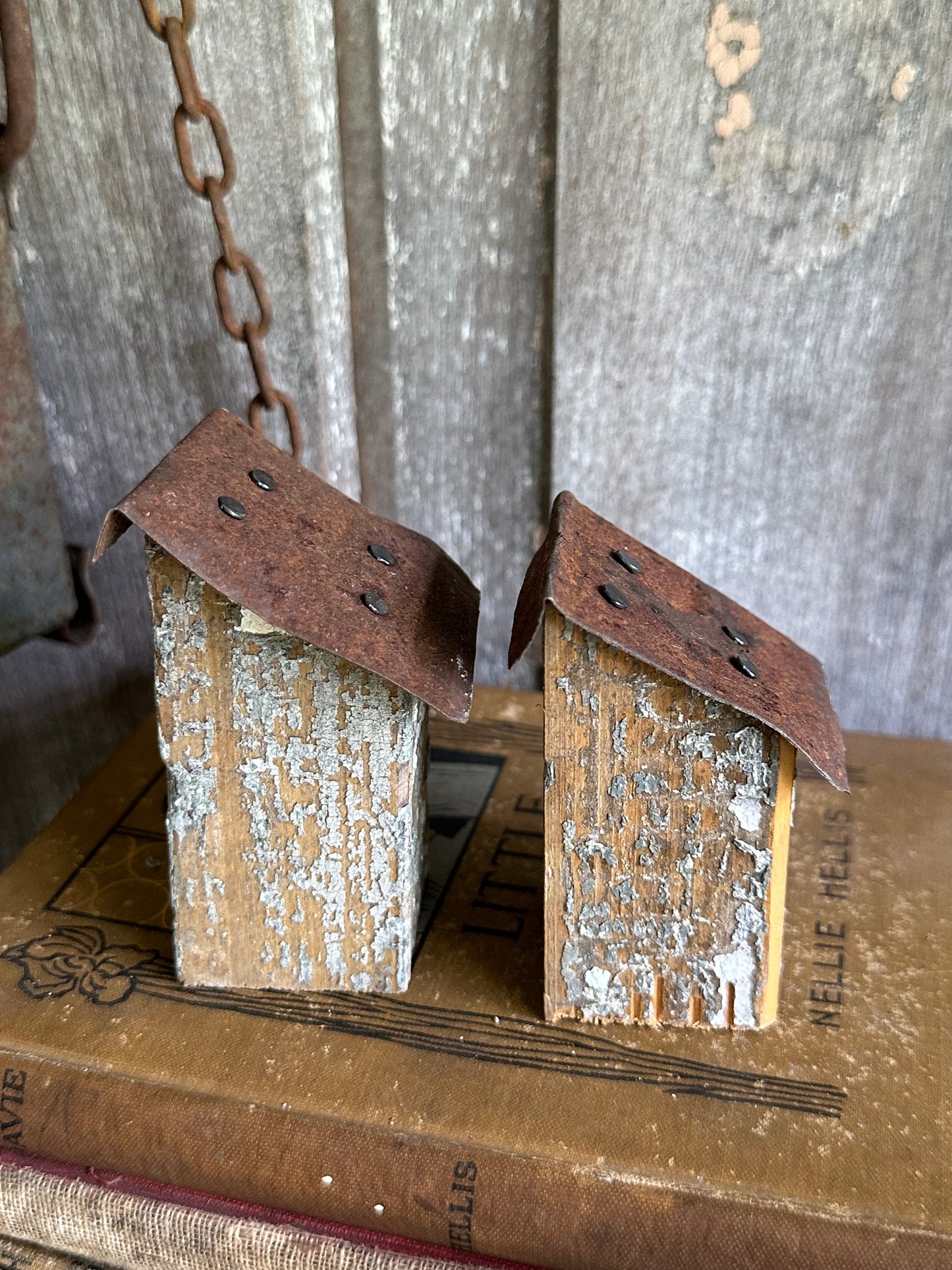 Bitty Birdhouses Set Of Two Handmade (Decor Only)