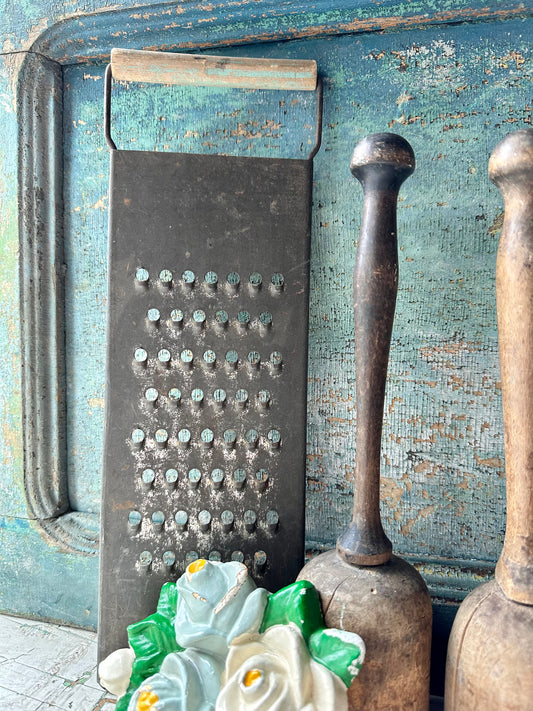 Grater With Aqua Blue Wood Handle