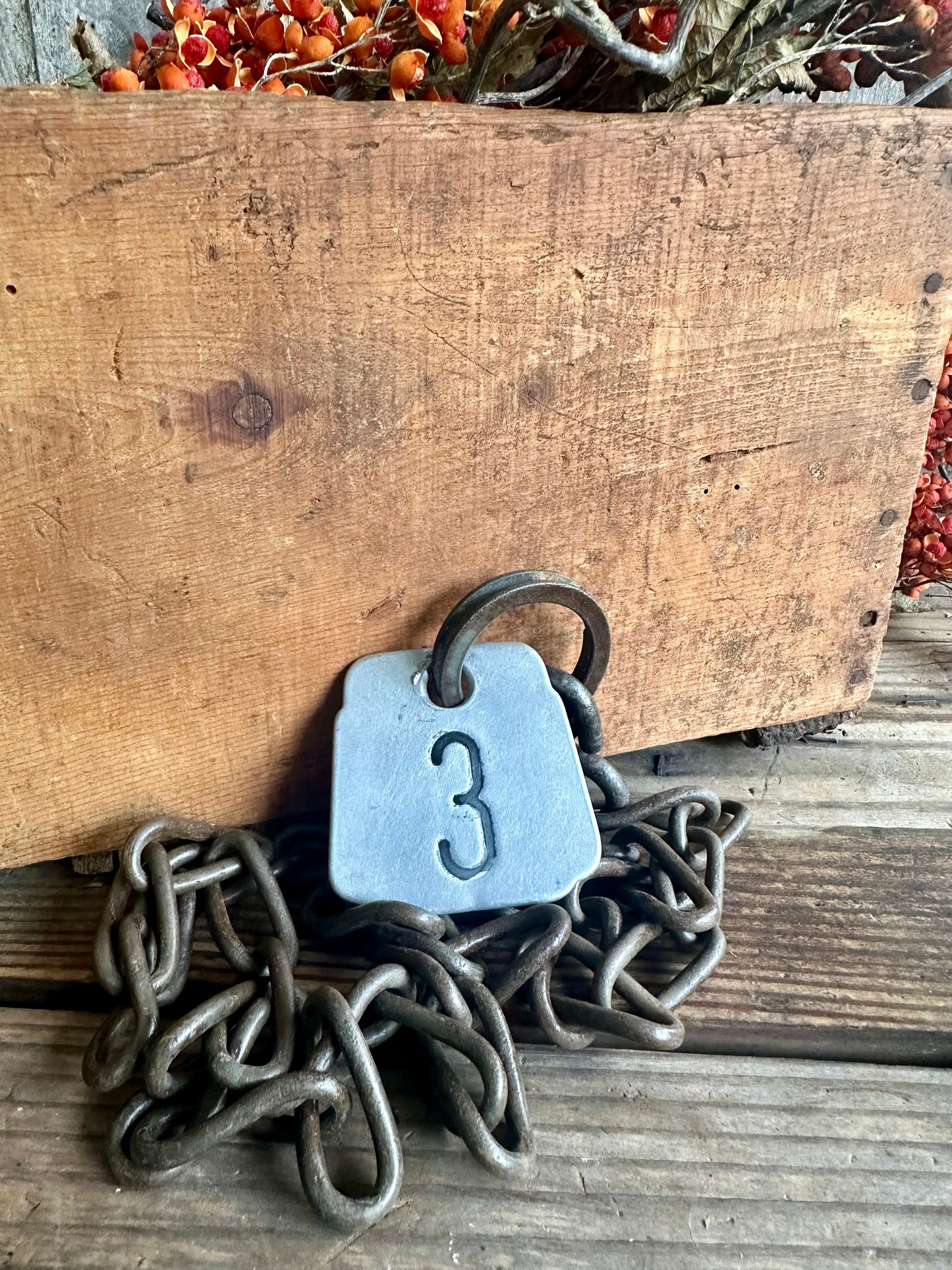 Cattle Tag With Rusty Metal Chain #3