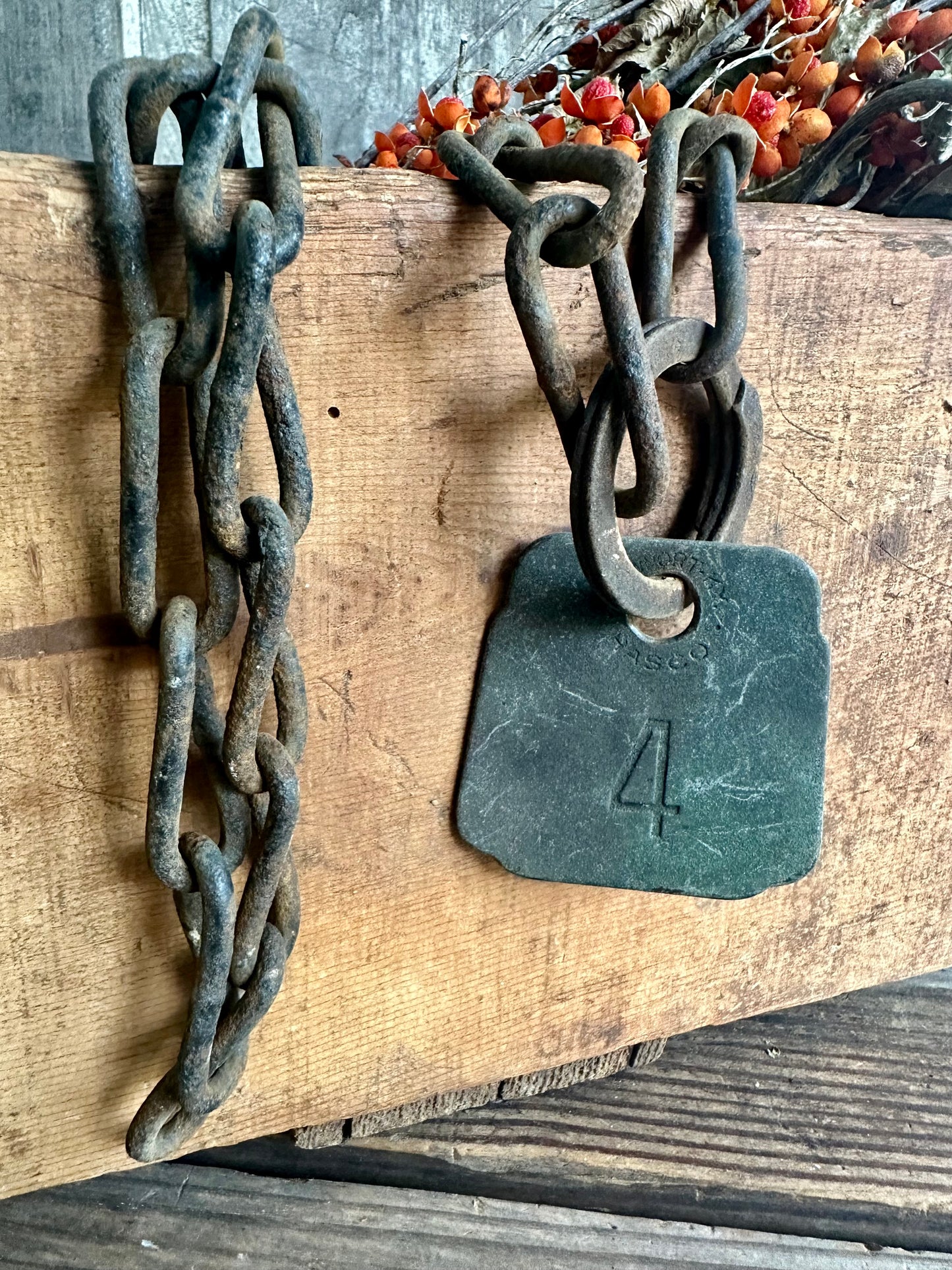 Cattle Tag With Rusty Chain #4