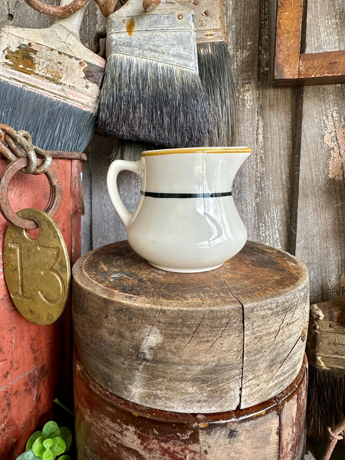 Creamer Black Rusty Orange Stripe Homer Laughlin