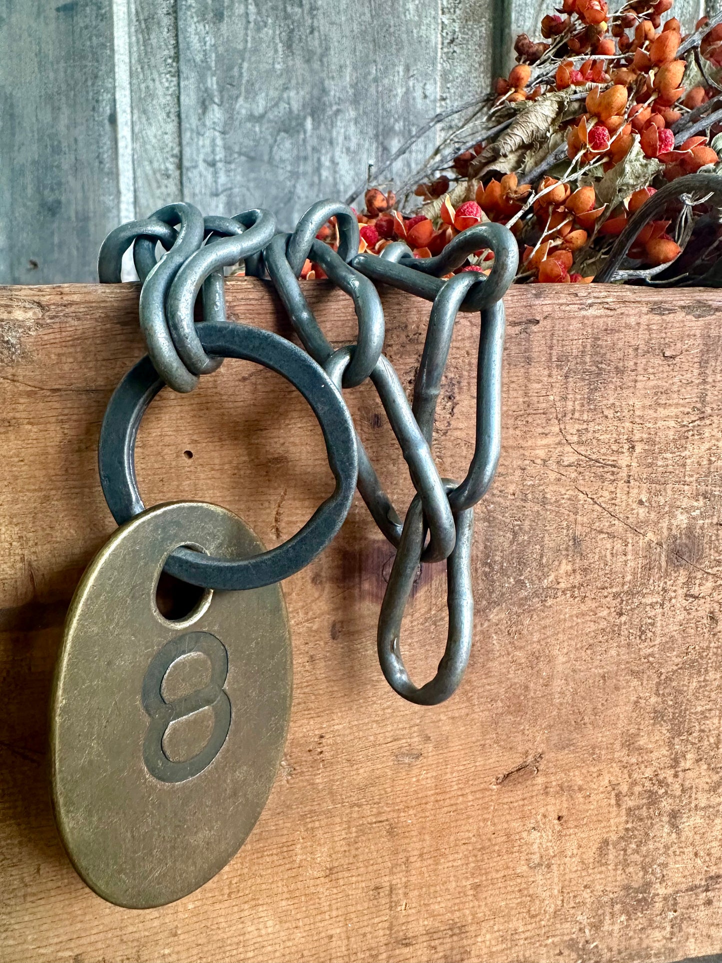 Cattle Brass Tag With Chain #8