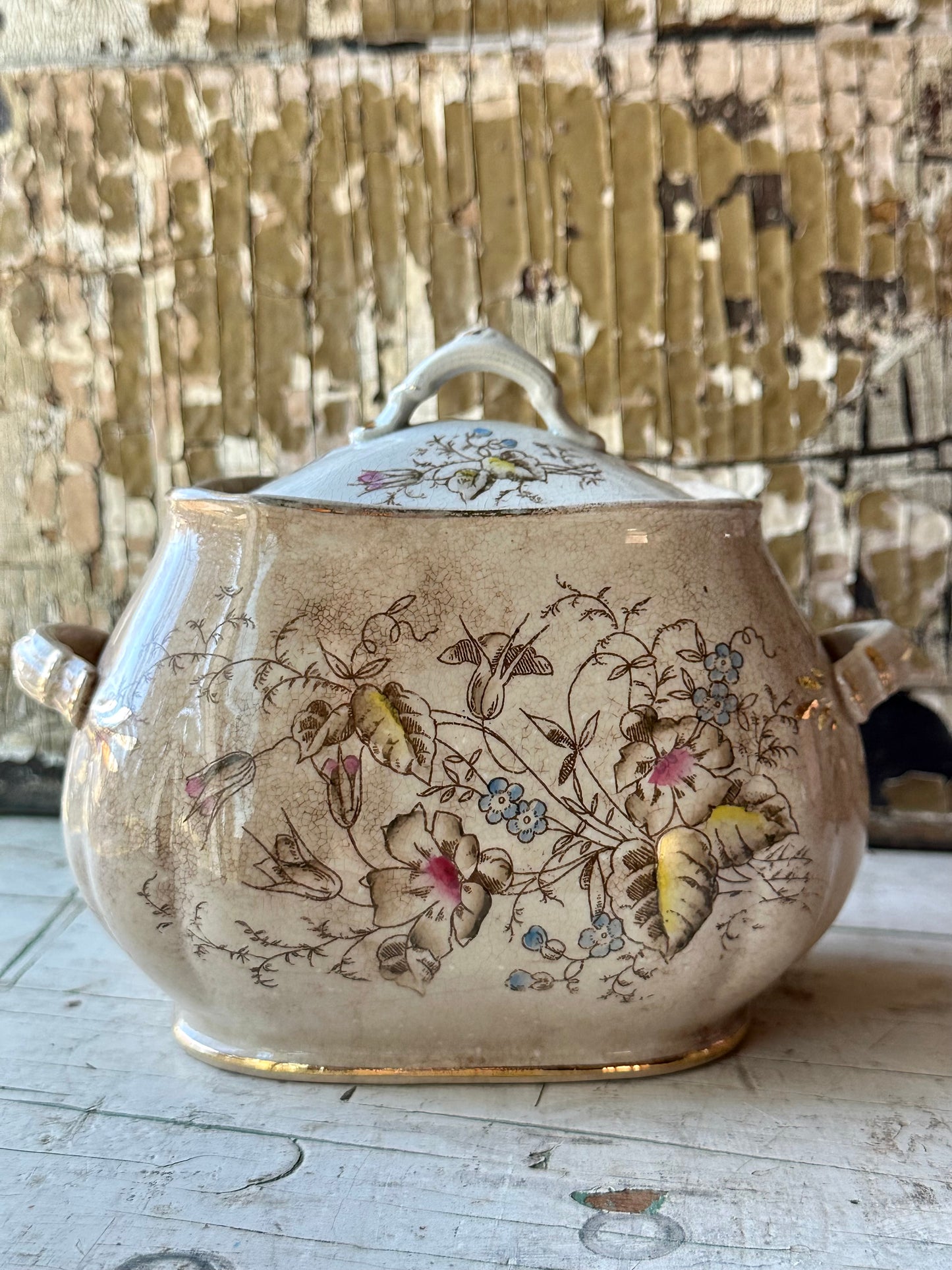 Dresden Ironstone 2 pc Transferware Covered Dish With Lid