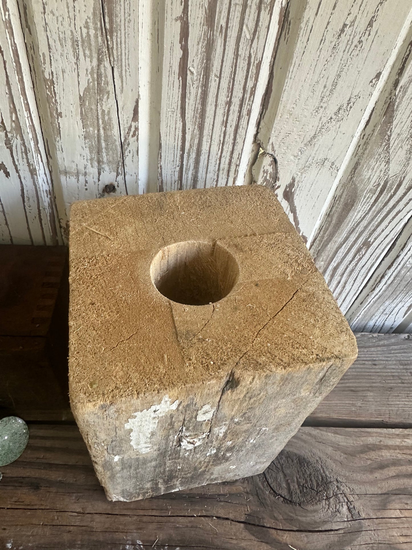Salvage Wood Post Piece Chippy White