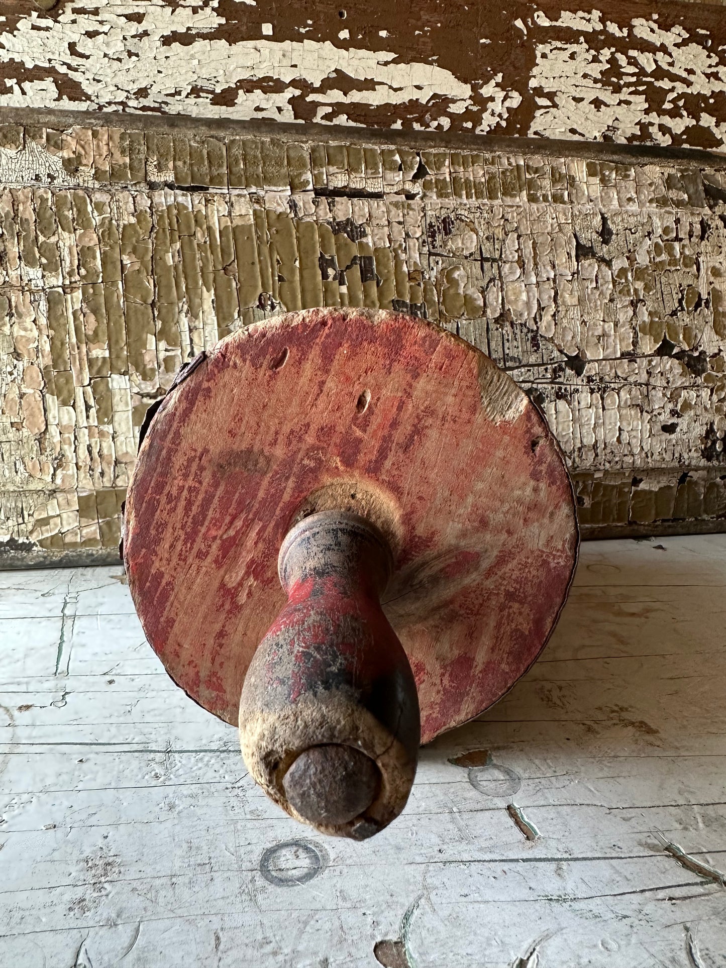 Weathered Red Paint Wood & Rusty Metal Scoop