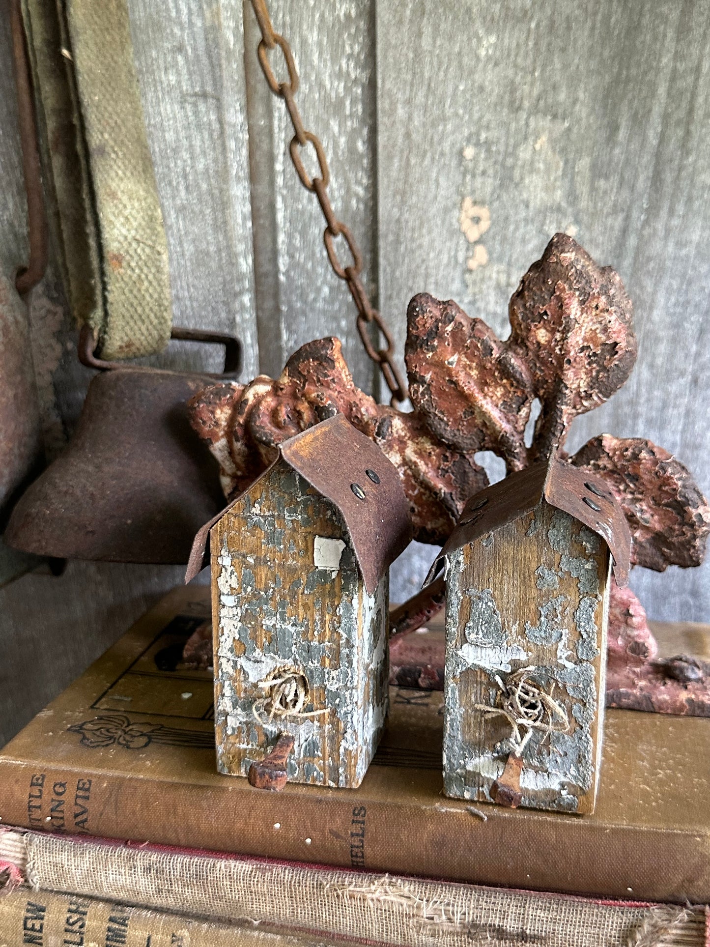Bitty Birdhouses Set Of Two Handmade (Decor Only)
