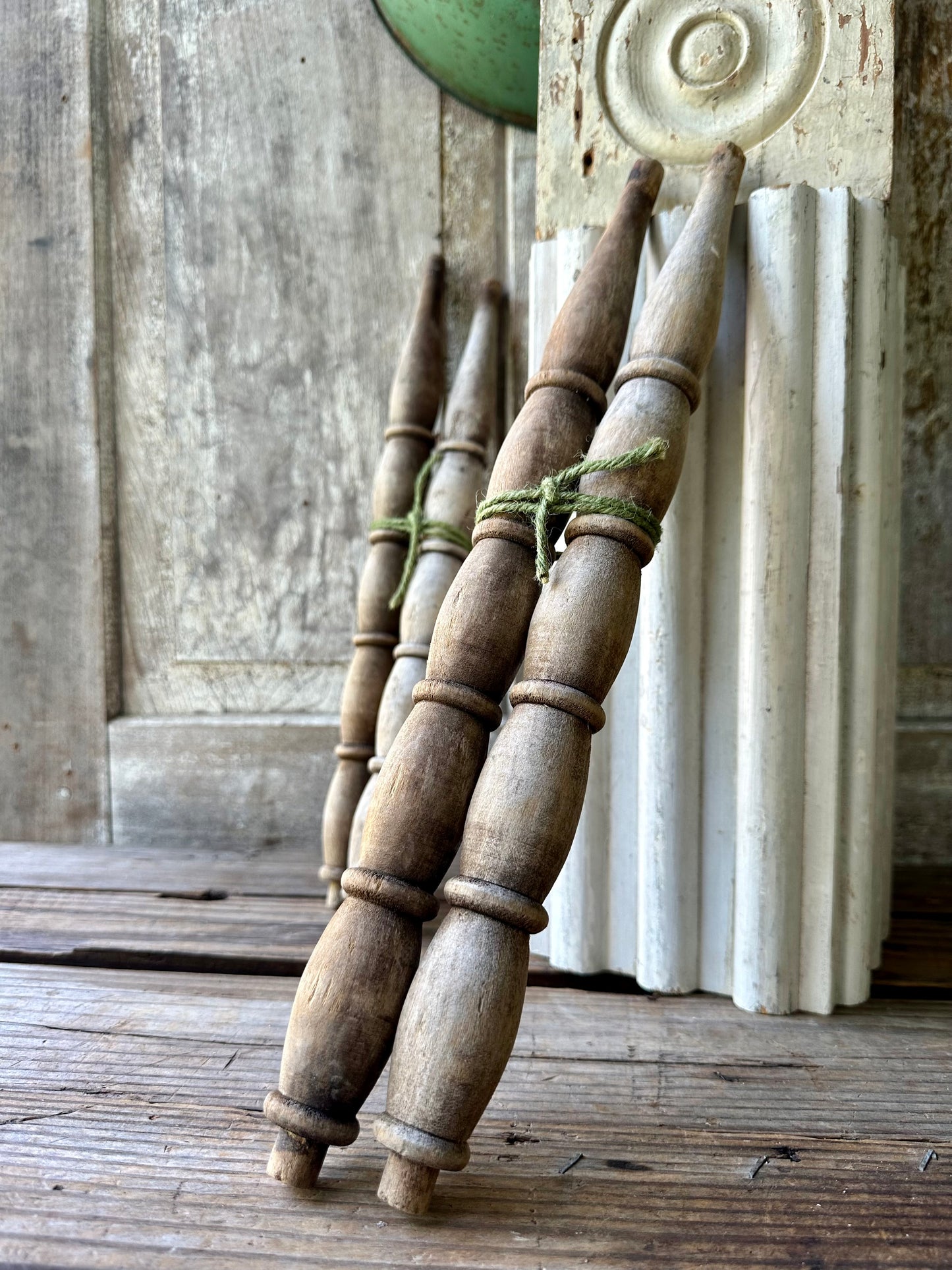 Weathered Wood Salvage Spindles Set Of Two