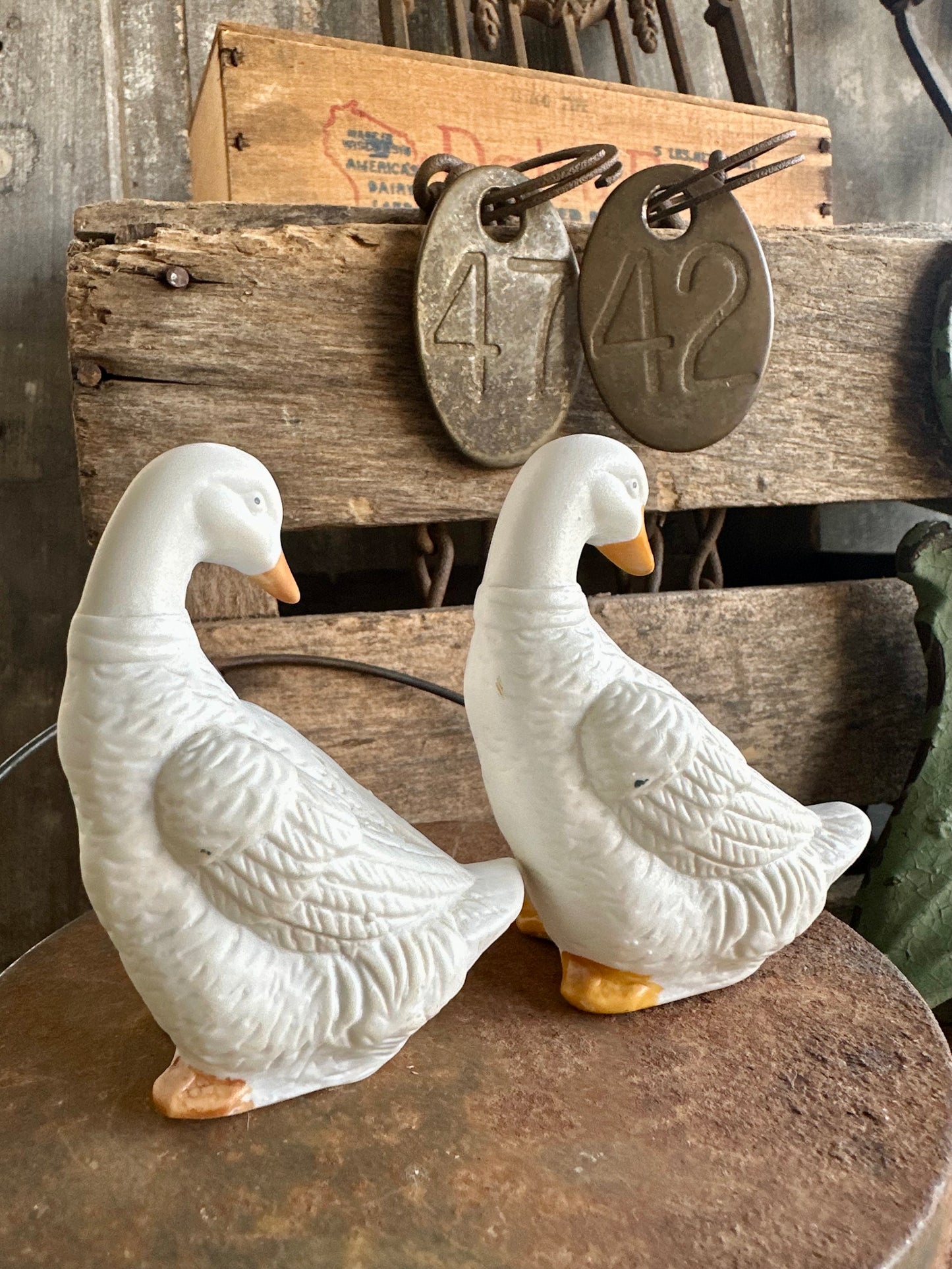 Ducks With Blue Bows Salt & Pepper Shaker Set
