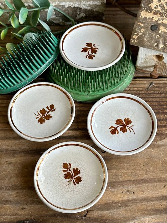 Ironstone Tea Leaf Butter Pats Set Of Four