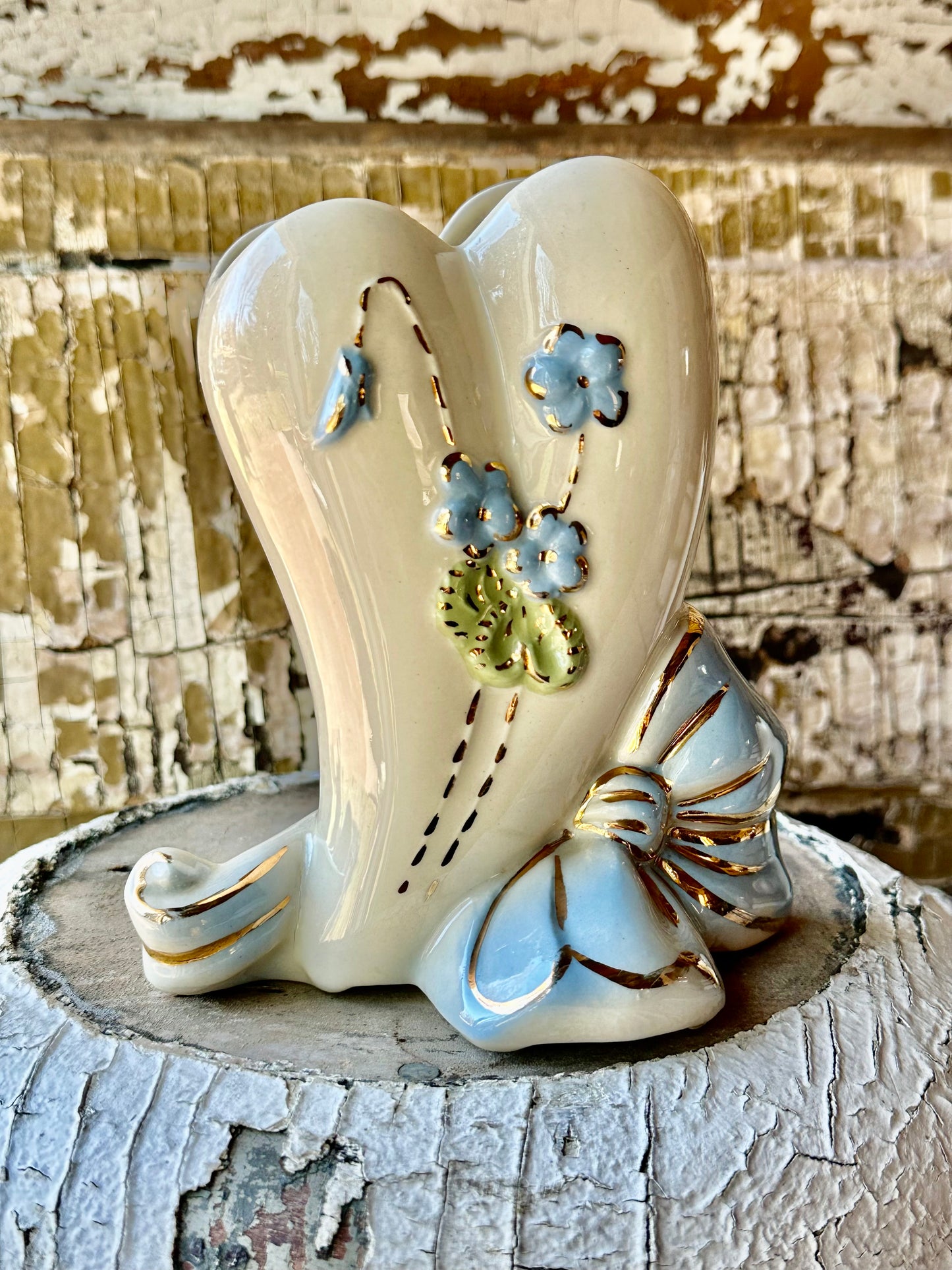 Heart Planter Blue Bow USA