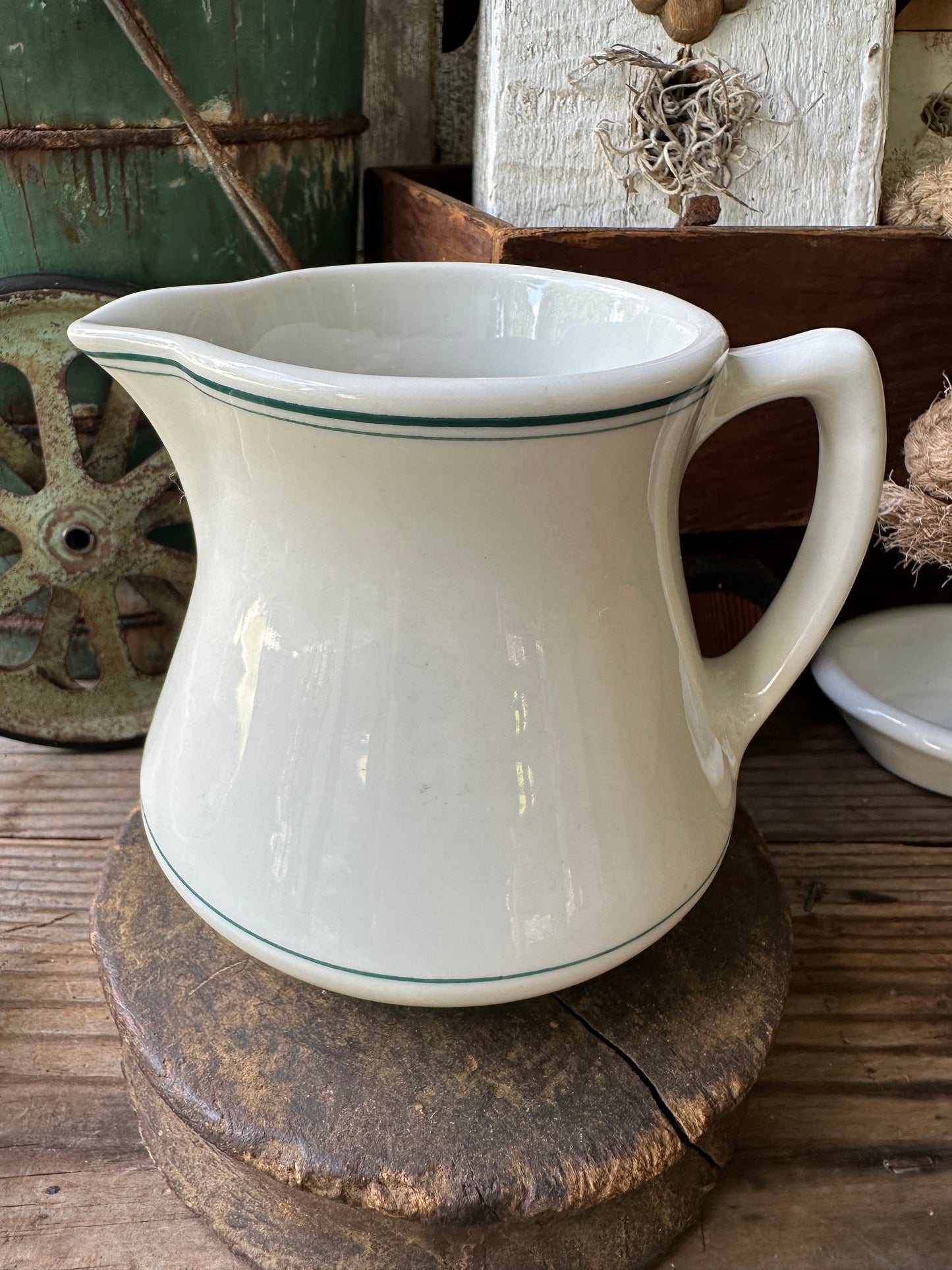 Green & White Stripe Restaurantware Creamer/Pitcher