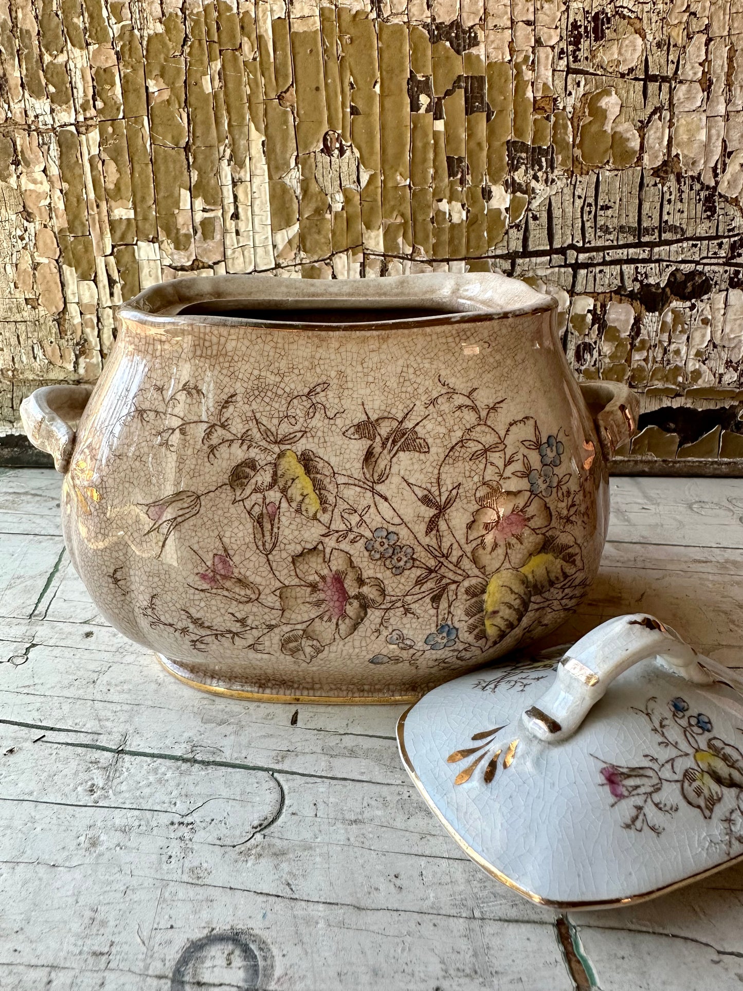 Dresden Ironstone 2 pc Transferware Covered Dish With Lid