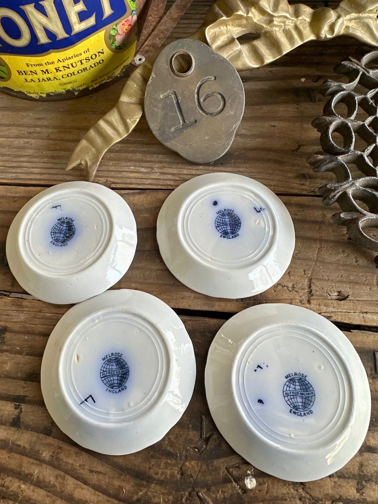 Alfred Meakin Blue Floral Transferware Butter Pats Set Of 4 Melrose England