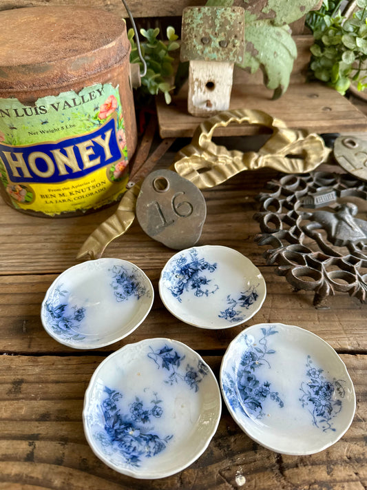 Alfred Meakin Blue Floral Transferware Butter Pats Set Of 4 Melrose England