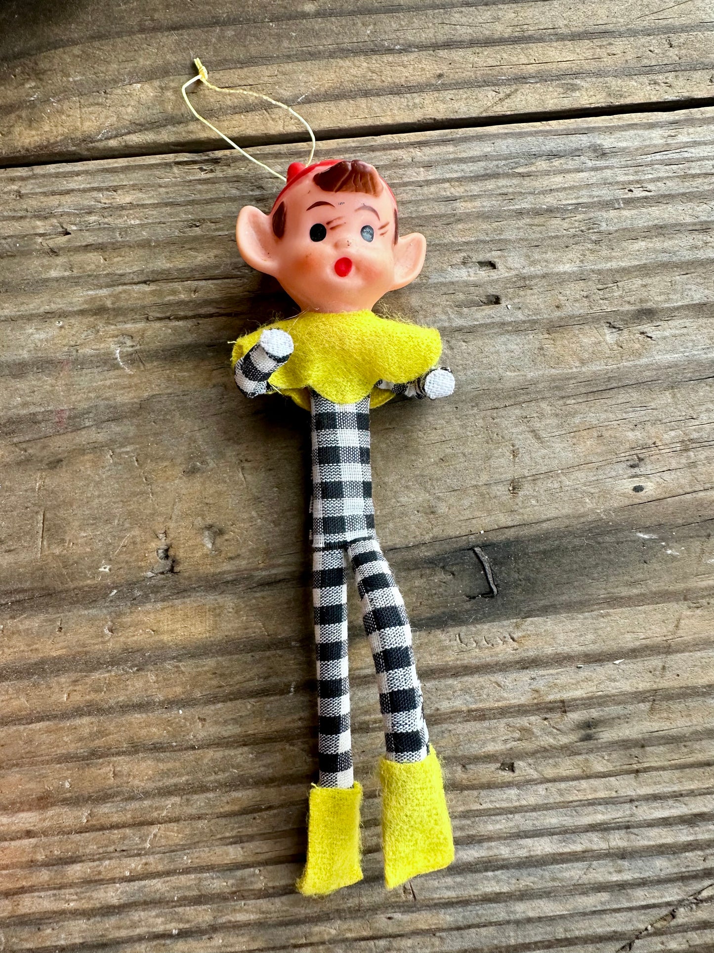 Elf Pixie Ornament Black And White Checked