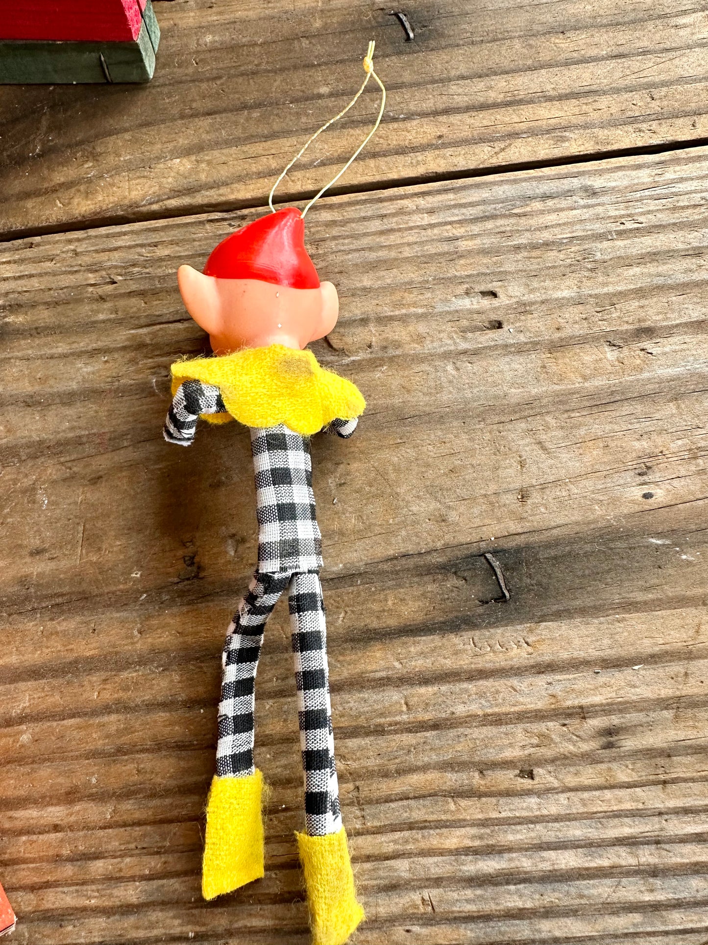 Elf Pixie Ornament Black And White Checked