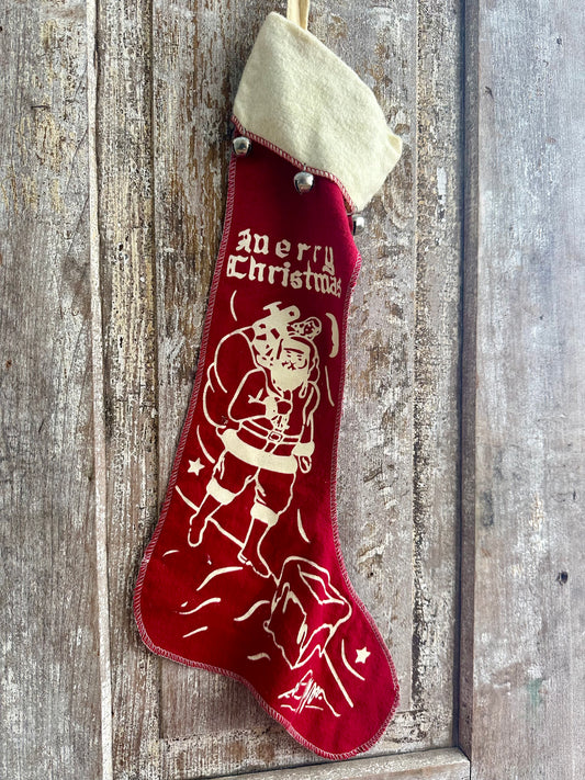 Christmas Stocking With Bells Merry Christmas