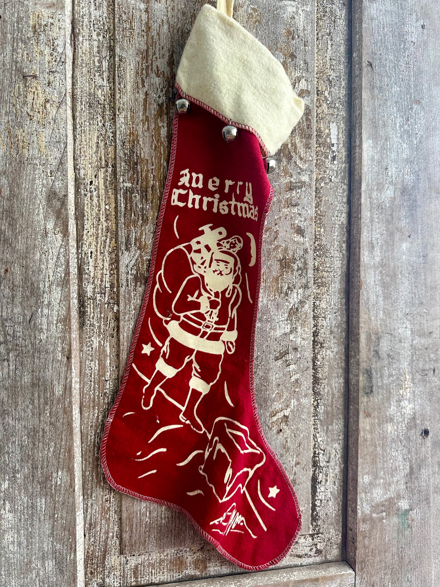 Christmas Stocking With Bells Merry Christmas