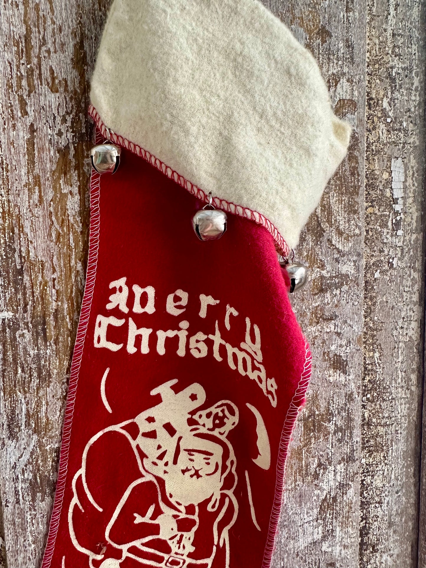 Christmas Stocking With Bells Merry Christmas