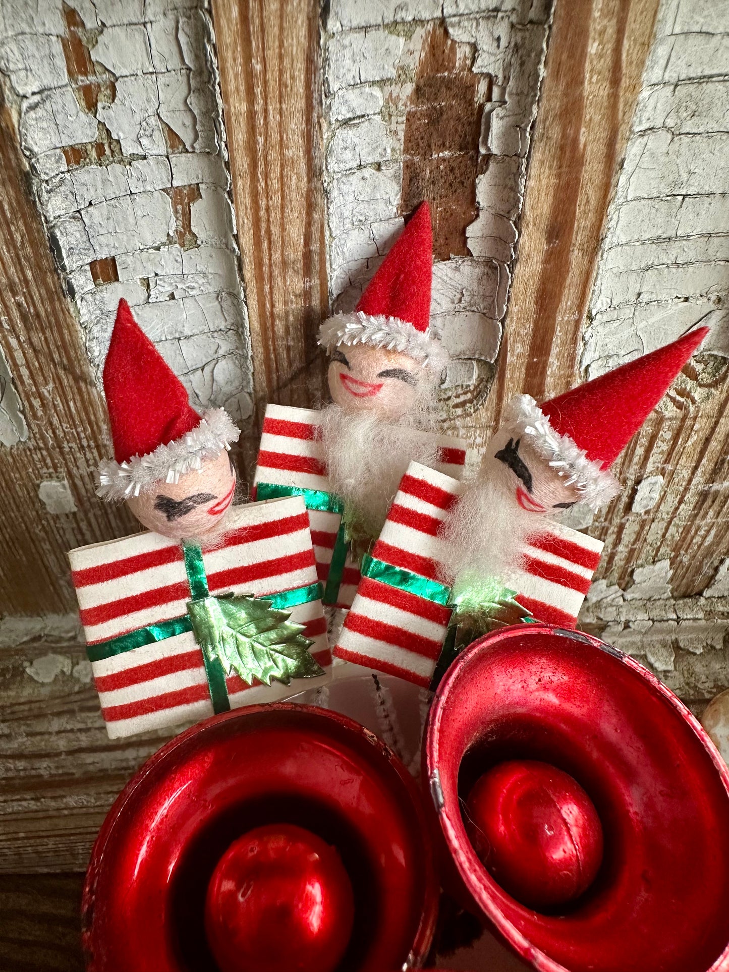 Santa Spun Cotton/Chenille Pipe Cleaner Pick Set of Three