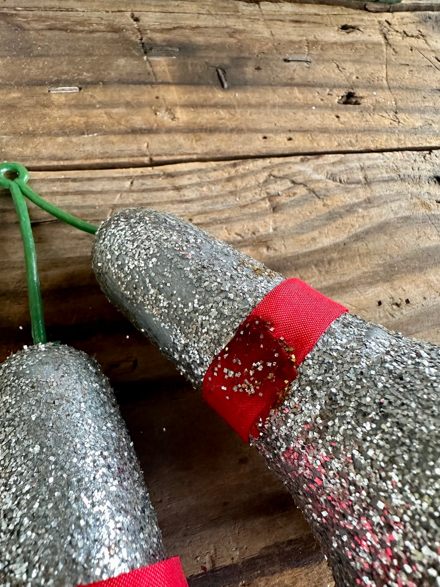 Silver Glitter Plastic Bells Set of Two