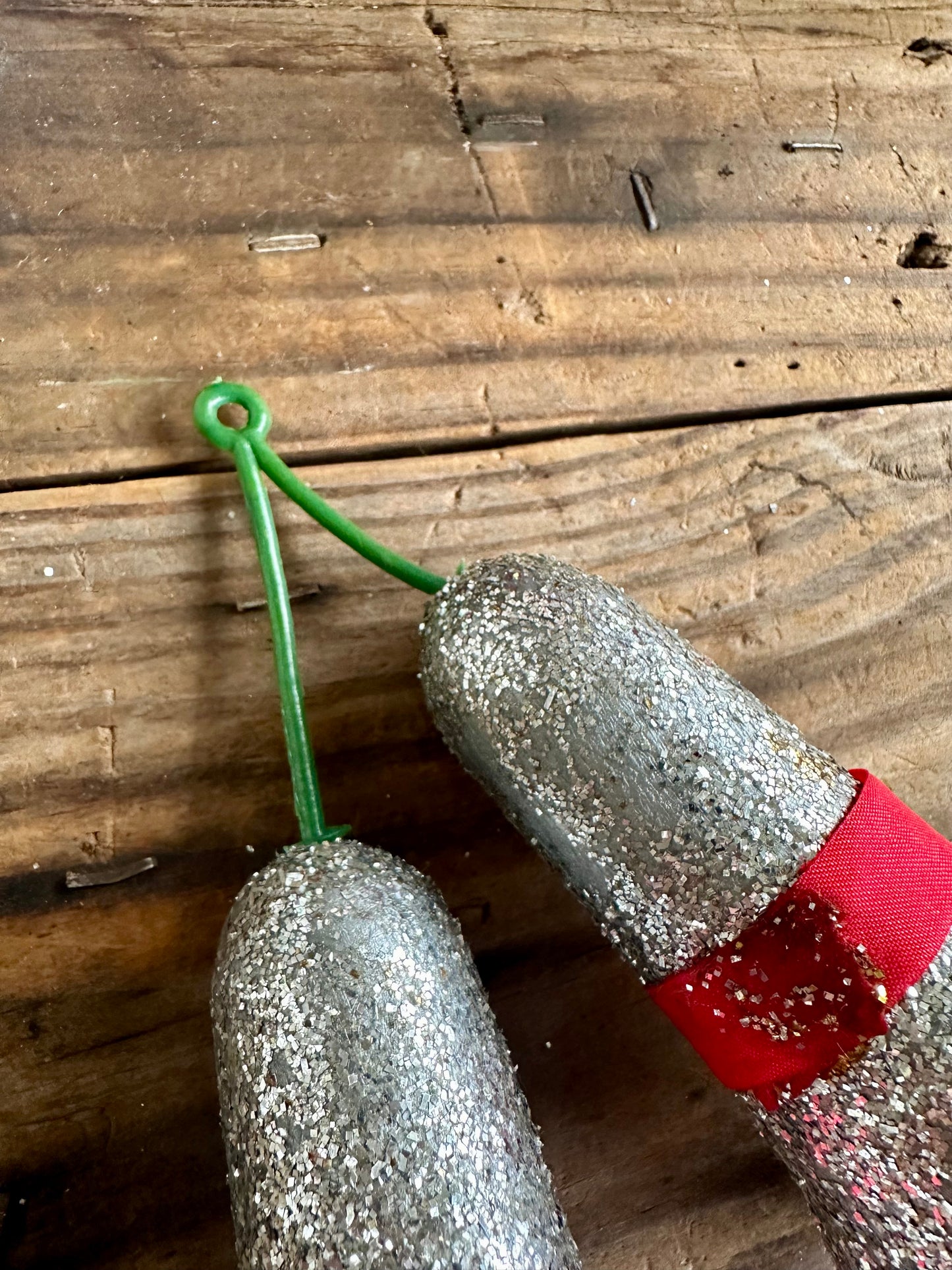 Silver Glitter Plastic Bells Set of Two