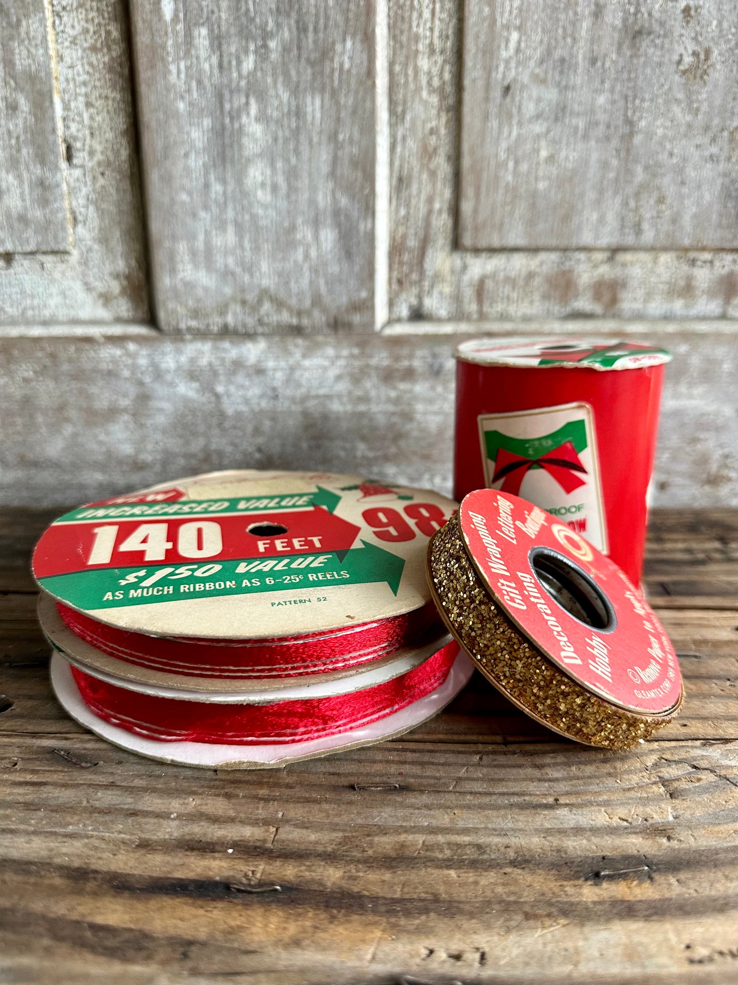 Set Of Four Spools Of Christmas Ribbon