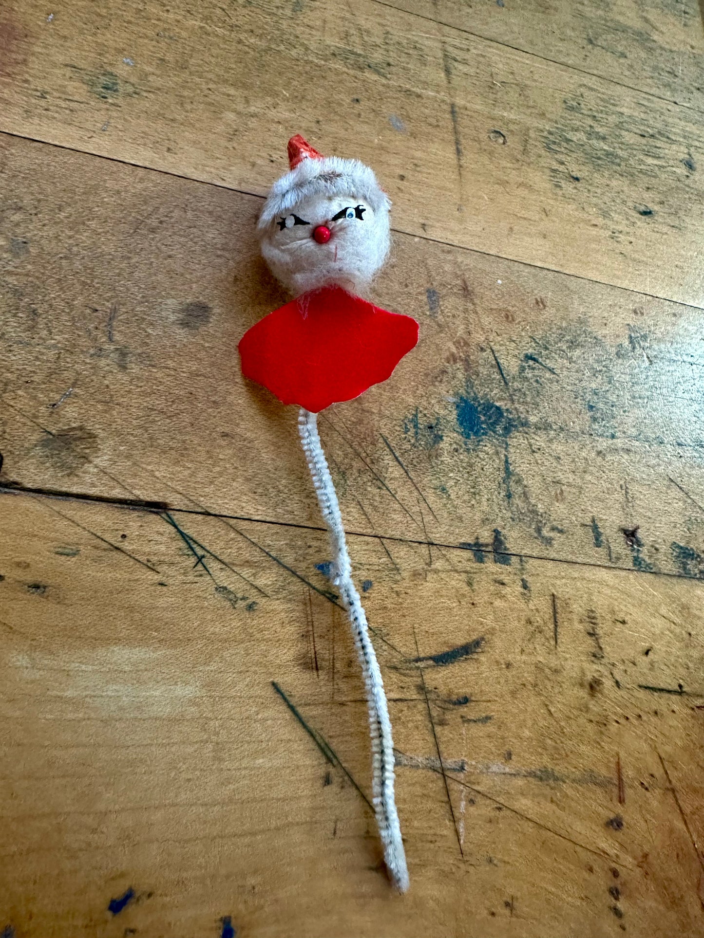 Santa Claus Spun Cotton/Chenille Pipe Cleaner Pick